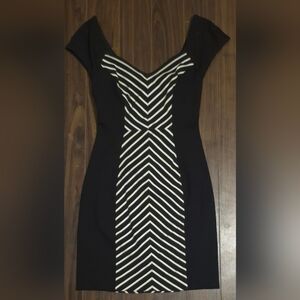 GUESS Chevron Bodycon Dress — Black & White — Size XS